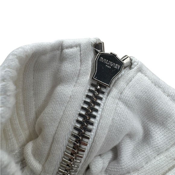 BALMAIN Black & White Logo Hoodie with side zippers 100% Authentic Size 36 - Picture 6 of 9